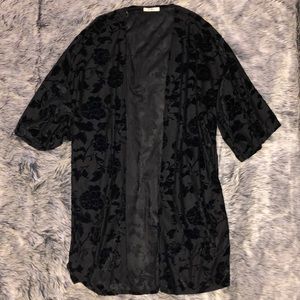 Black Velvet Floral Kimono
